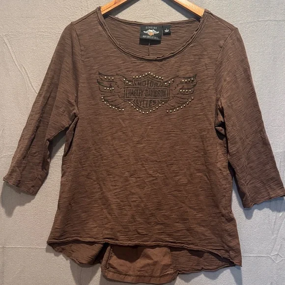 Harley-Davidson Women's Brown Blouse with Logo - Picture 1 of 4